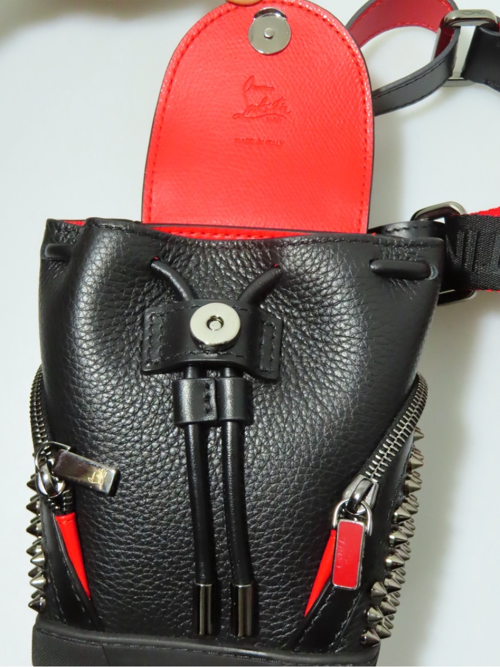 Christian Louboutin Explorafunk Backpack Mini Studded Black Red - Picture 4 of 8